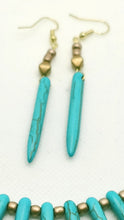 Load image into Gallery viewer, Turquoise Spike (reconstituted) Necklace and Earring Set