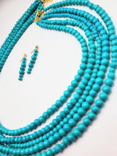 Load image into Gallery viewer, Turquoise Glass Necklace and Earring Set with Matching Bracelet  (ONLY ONE)
