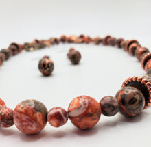 Load image into Gallery viewer, Leopard Design -Jasper (Semi-Precious Stone) Necklace and Earring Set
