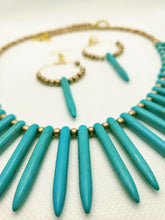 Load image into Gallery viewer, Turquoise Spike (reconstituted) Necklace and Earring Set
