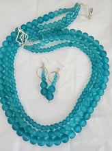 Load image into Gallery viewer, Turquoise Glass Bead Necklace and Earring Set  (Only One!)
