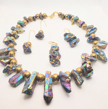 Load image into Gallery viewer, Iridescent Hematite Necklace and Earring Set with Bonus Pair of Earrings
