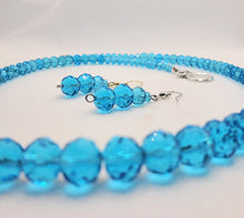 Load image into Gallery viewer, Simply Beautiful! Turquoise Faceted Glass Bead Necklace and Earring Set
