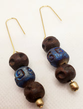 Load image into Gallery viewer, Ceramic and Wooden Bead Necklace and Earring Set    PRICE REDUCTION!
