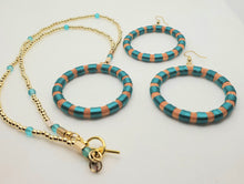 Load image into Gallery viewer, Turquoise and Gold Pendant Necklace and Earring Set
