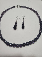 Load image into Gallery viewer, Purple Glass Necklace and Earring Set
