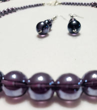 Load image into Gallery viewer, Purple Glass Necklace and Earring Set
