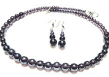 Load image into Gallery viewer, Purple Glass Necklace and Earring Set
