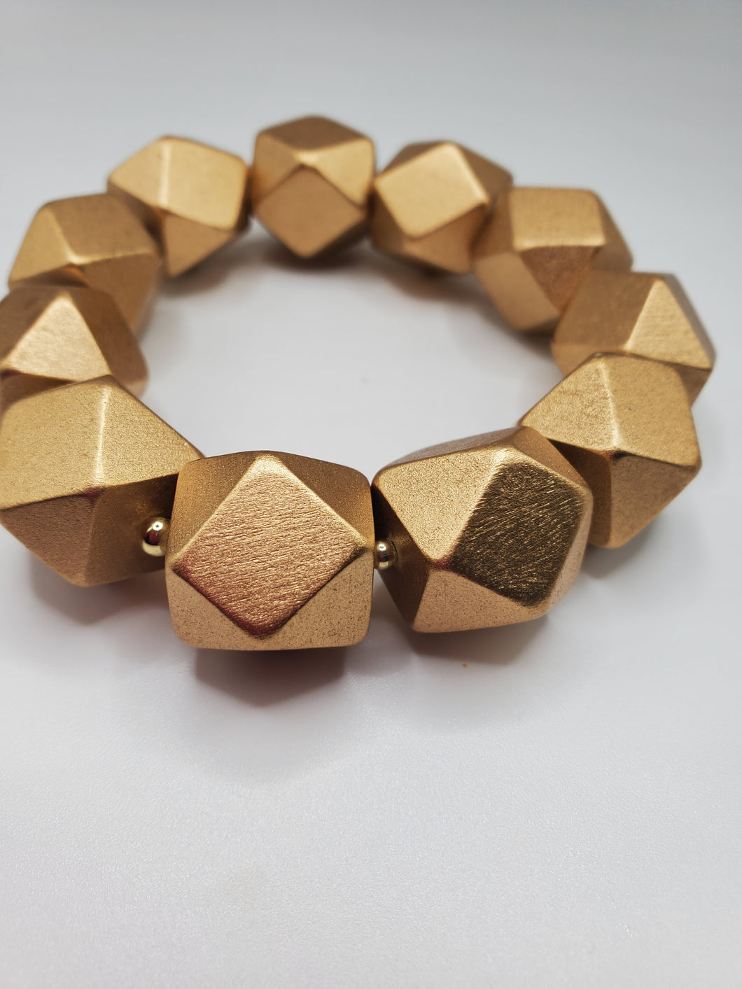 Gold Faceted Wooden Bead Bracelet