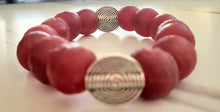 Load image into Gallery viewer, Red and Silver Recycled Glass Bracelet  (Only One)
