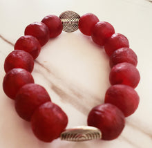 Load image into Gallery viewer, Red and Silver Recycled Glass Bracelet  (Only One)
