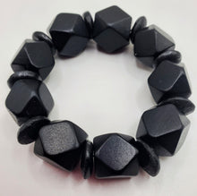 Load image into Gallery viewer, Black on Black Wooden and Recycled Glass Bracelet
