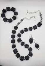 Load image into Gallery viewer, Silver and Black Wooden and Metal Bead Set
