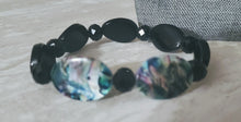 Load image into Gallery viewer, Abalone (Semi-Precious) and Black Glass Bead Necklace, Earrings and Bracelet Ensemble - PRICE REDUCTION!
