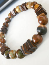 Load image into Gallery viewer, Jasper (semi-precious) Bracelet with Wooden Accent Beads  (Only One Available)
