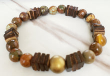 Load image into Gallery viewer, Jasper (semi-precious) Bracelet with Wooden Accent Beads  (Only One Available)
