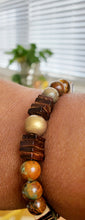 Load image into Gallery viewer, Jasper (semi-precious) Bracelet with Wooden Accent Beads  (Only One Available)
