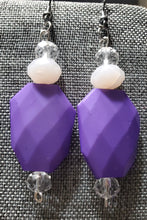 Load image into Gallery viewer, Purple Acrylic and Glass Bead Necklace and Earring Set (1 Available)
