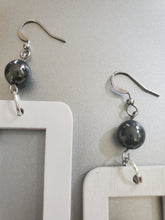 Load image into Gallery viewer, White Wood and Hematite Rectangular Earrings
