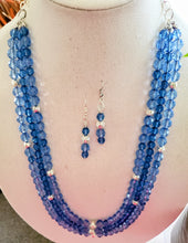 Load image into Gallery viewer, Blue Beauty  Three- Strand Necklace and Earring Set - LGA Collection
