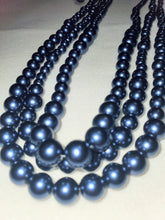 Load image into Gallery viewer, Pearly Blues Three Strand Necklace and Earring Set
