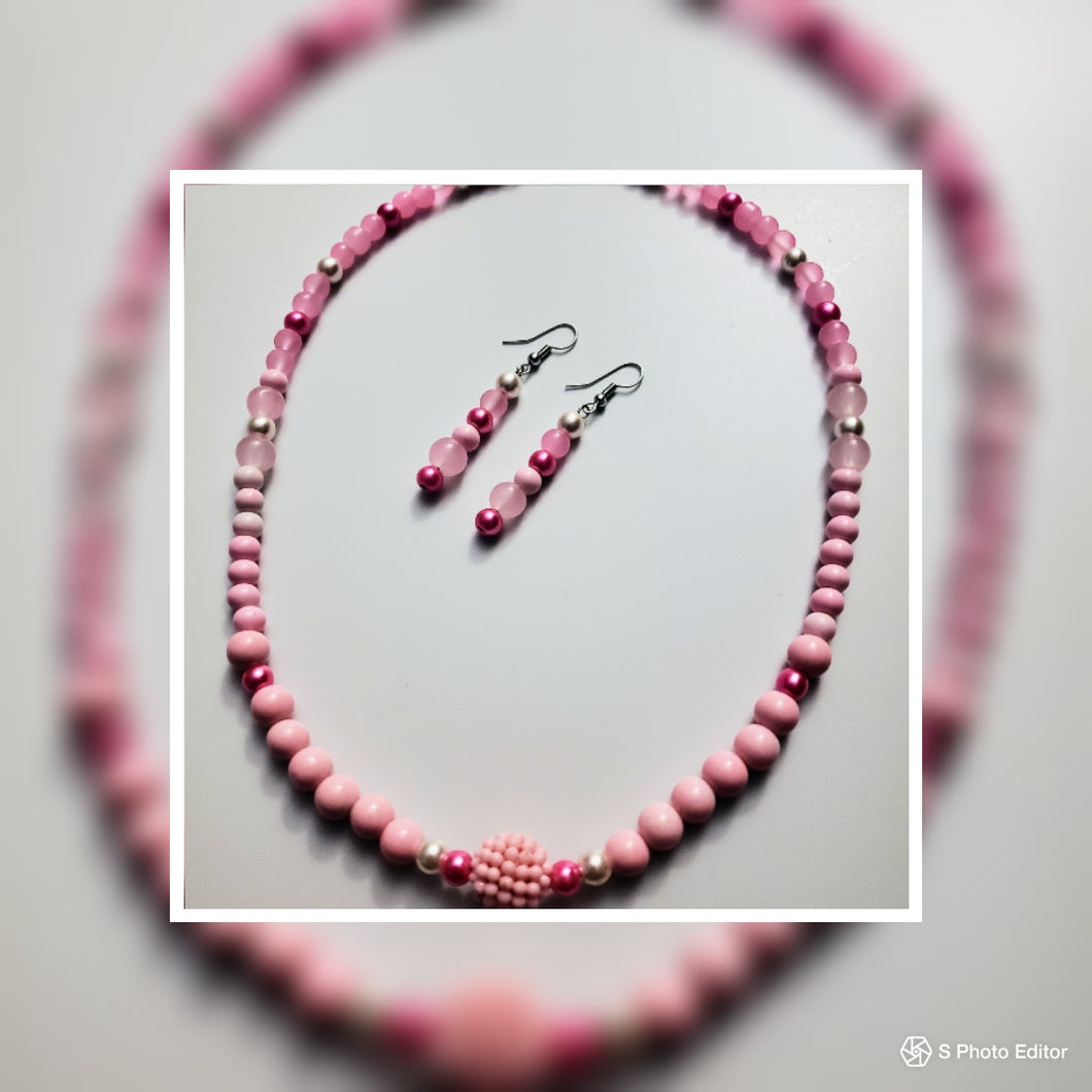 Pretty, Pretty Pink Necklace and Earring Set  (Only One!)