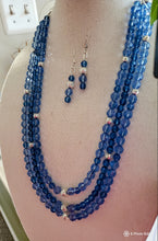 Load image into Gallery viewer, Blue Beauty  Three- Strand Necklace and Earring Set - LGA Collection
