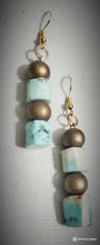 Load image into Gallery viewer, Simply Beautiful! Turquoise and Gold Wooden Bead Necklace and Earring Set
