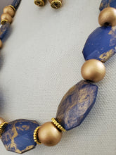 Load image into Gallery viewer, Royal Blue and Gold Bliss Necklace and Earring Set (Only Two Available)
