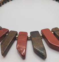 Load image into Gallery viewer, Jasper and Tiger Eye Spike Necklace and Earring Set
