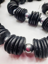 Load image into Gallery viewer, Silver and Black Wooden and Metal Bead Set
