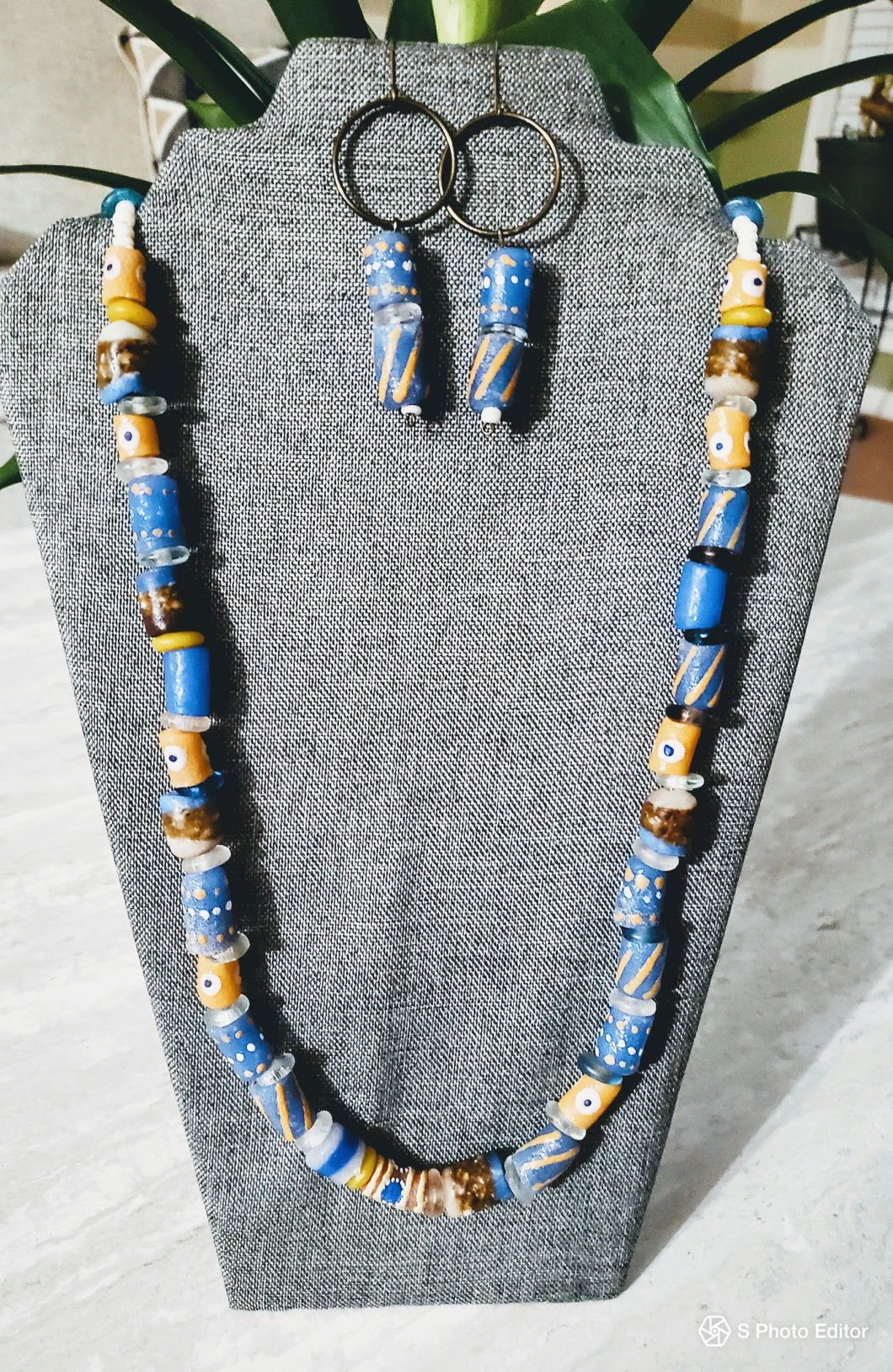 African Krobo Bead Necklace and Earring Set ( PRICE REDUCTION)