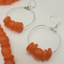 Load image into Gallery viewer, Tangerine Love - Recycled Glass Necklace, Earring and Bracelet Set  (Only One)
