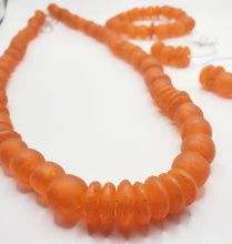 Load image into Gallery viewer, Tangerine Love - Recycled Glass Necklace, Earring and Bracelet Set  (Only One)
