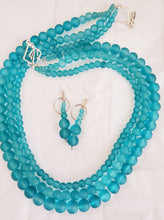 Load image into Gallery viewer, Turquoise Glass Bead Necklace and Earring Set  (Only One!)
